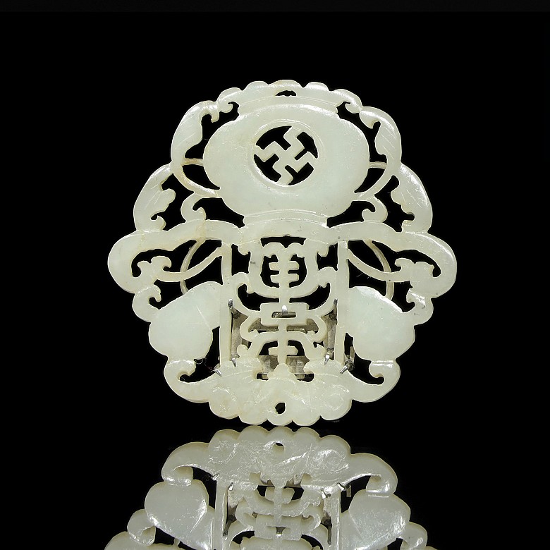 Broche de jade tallado, dinastía Qing
