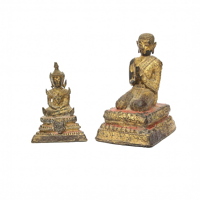 Lote de budas tailandeses de bronce, s.XIX