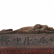 Carved bamboo dragon seal, 20th century