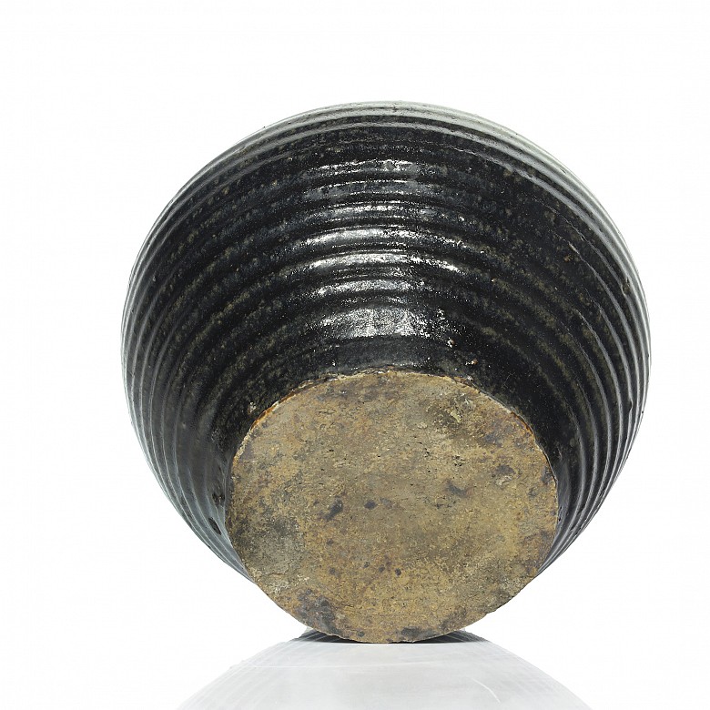 Striated ceramic vase, Qing dynasty - 5
