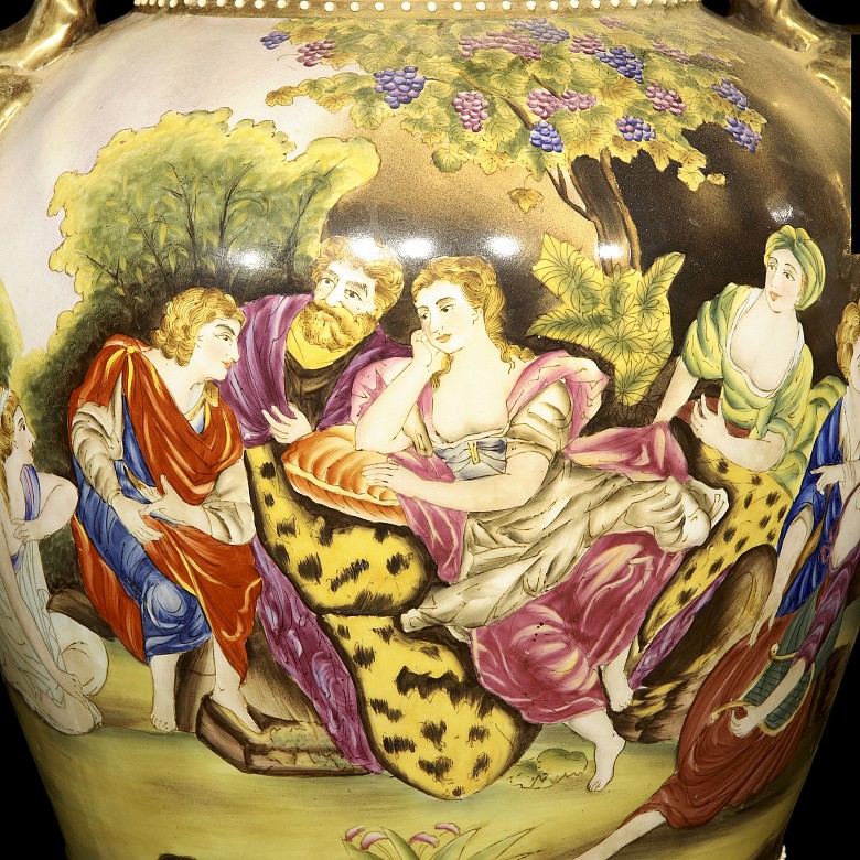 Pareja de jarrones de porcelana austriaca, Royal Viena, S.XIX - 7