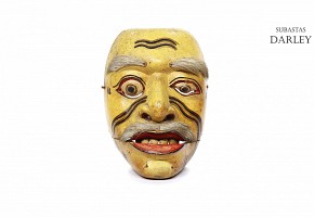 Carved wooden topeng mask, middle 20th century
