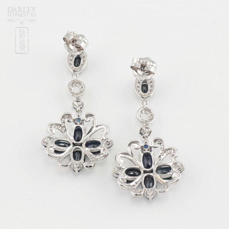 Sapphire earrings in 18k white gold and diamonds - 3