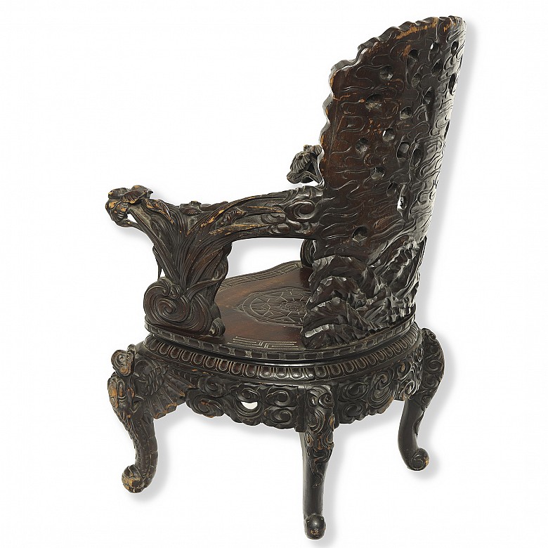 Chinese carved wooden armchair, 20th century - 3