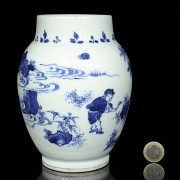 Blue and white decorated vase, 20th century