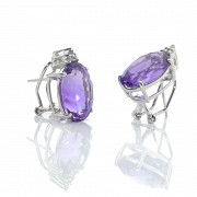 Earrings in 18k white gold with amethysts and diamonds - 2