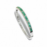 18k white gold bracelet with emeralds and diamonds