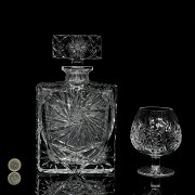 Liquor set in carved glass, 20th century