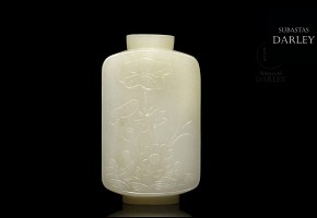 Botella de rapé de jade blanco, dinastía Ming-Qing