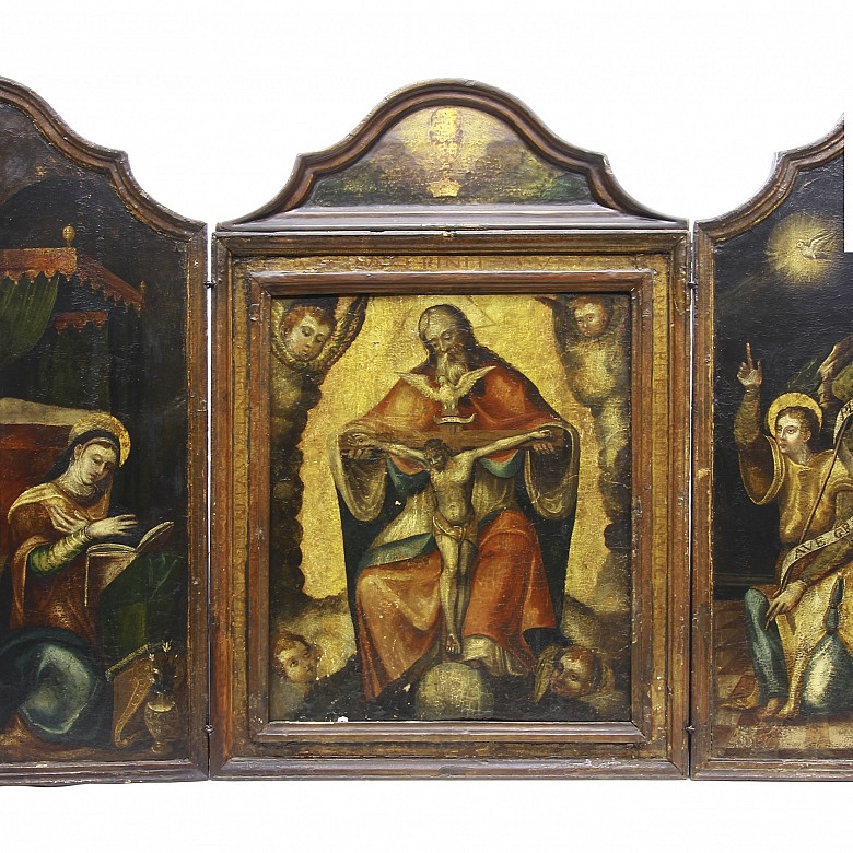 Triptych with the central scene of the crucifixion, 17th century