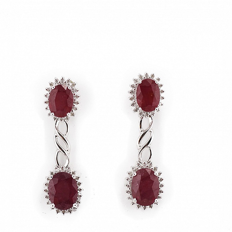 Fantastic earrings with ruby and diamond 18k