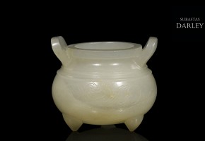 Incensario de jade blanco, dinastía Qing, S.XIX