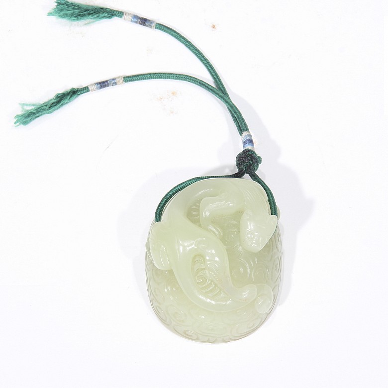 Sello de jade tallado con dragón, estilo Han.