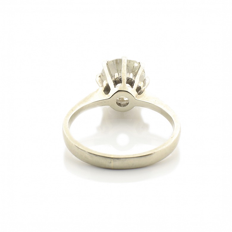 Solitaire Ring in 18k white gold, with an old-cut diamond - 3