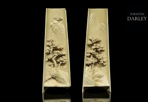 Pair of ivory armrests, early 20th century