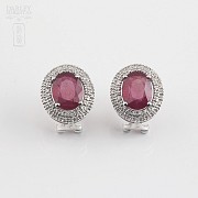 Earrings with Ruby 6,28cts  and diamonds in White Gold