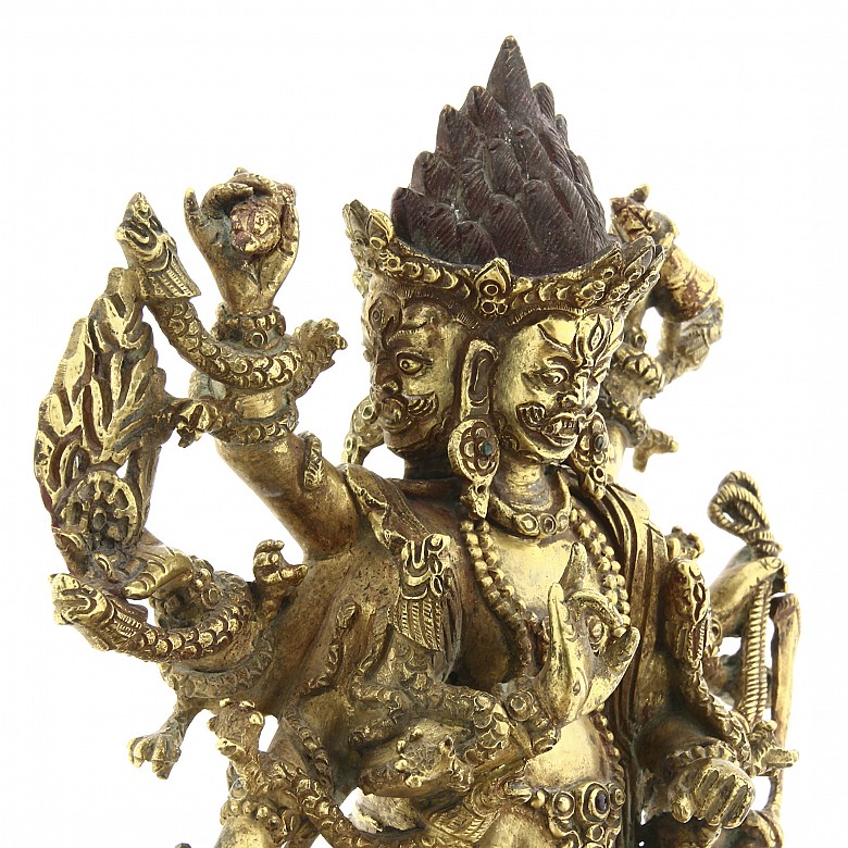 A gilt-bronze figure of Mahakala Sadbhuja, 18th century.