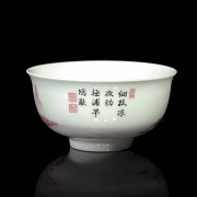 Cuenco con paisaje en porcelana, con marca Qianlong