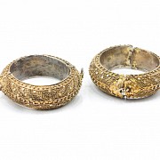 Pair of silver gilt bracelets with filigree.
