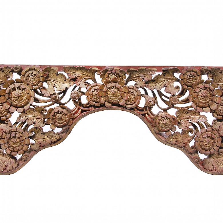 Lot of six decorative carved wooden details, Peranakan, early 20th century - 3