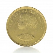 One hundred pesos, Republic of Chile, gold, 900 thousandth gold