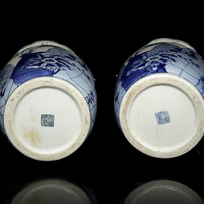 Pareja de jarrones en porcelana china, S.XX - 5