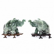 Carved elephant pair, China.