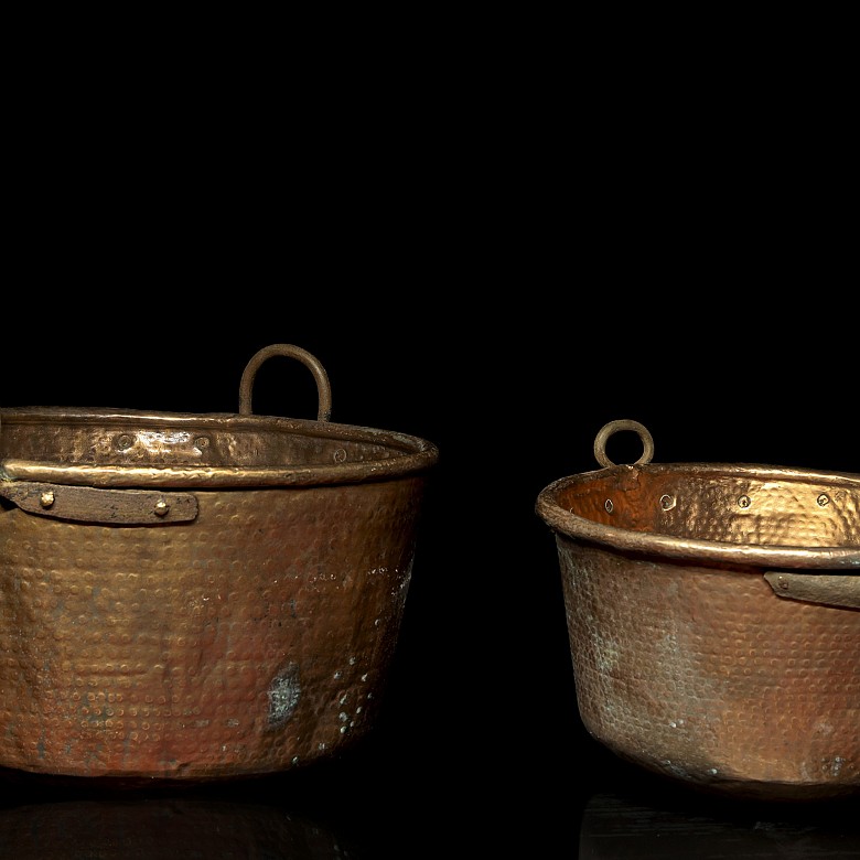 Two copper cauldrons, 20th century