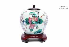 Glazed ceramic tibor, rose family, China, 19th century