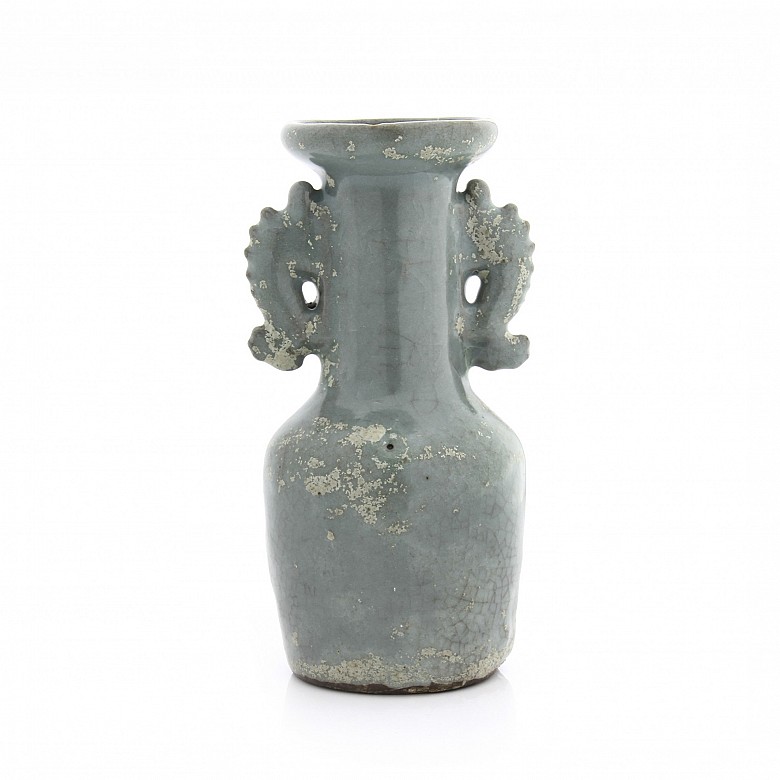 Jarrón de cerámica vidriada celadón, s.XX