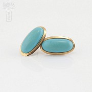 18k gold earrings couple and natural turquoise