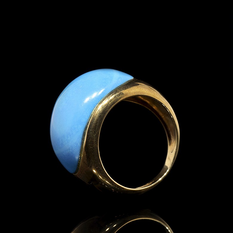 18 k yellow gold and turquoise ring - 3