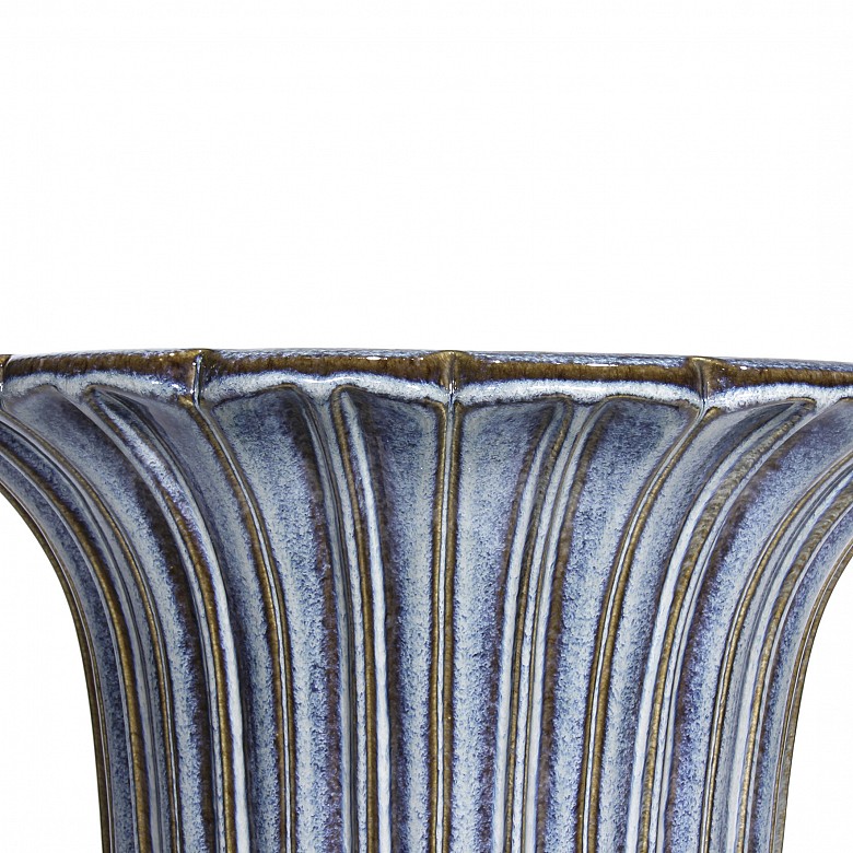 Gran copa de cerámica vidriada, Acanto, S.XX - 2