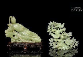 Two carved jade figurines, 20th century