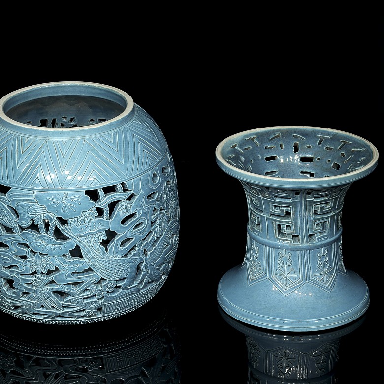 Lámpara de porcelana vidriada, S.XX - 8