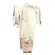 Kimono de mujer, japonés, de seda, med.s.XX