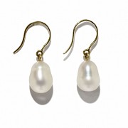Earrings with a pair of white pearls