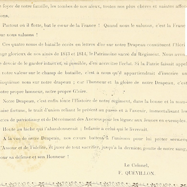 Documentos del regimiento de infantería francés, s.XIX