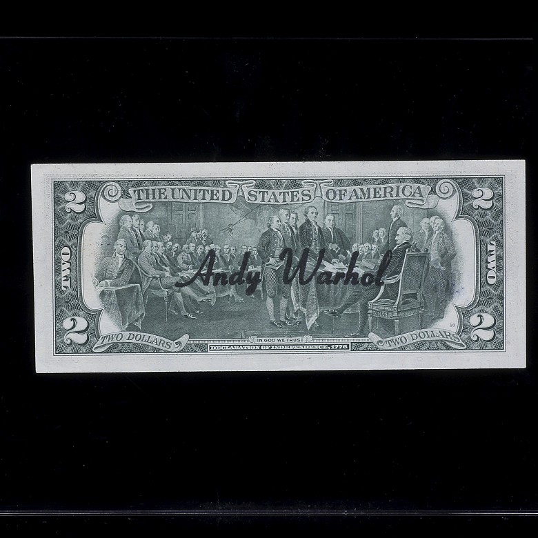 Billete de dos dólares firmado por Andy Warhol