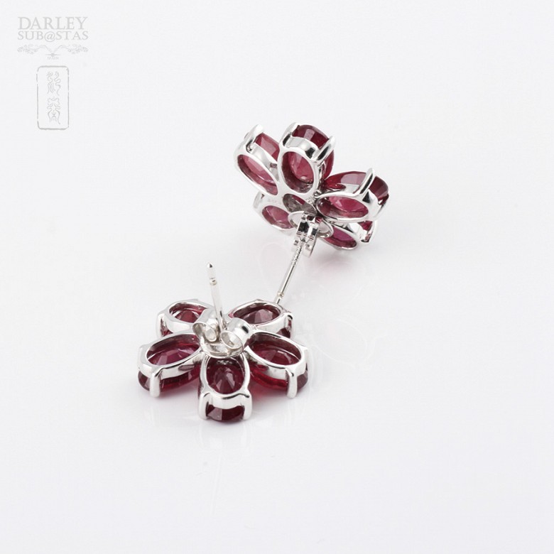 Earrings with  Ruby 11.74cts and Diamonds in White Gold - 2