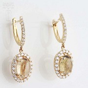 18k gold earrings with tourmaline and diamonds - 2