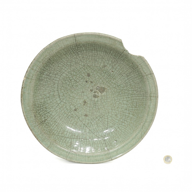 Gran plato vidriado en verde, Longquanyao, China, S.XIX