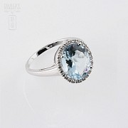 Ring with Aquamarine 4.34cts  and diamond  in 18k - 4