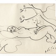 Evarist Vallés i Rovira (1923-1999) “Desnudo femenino en paisaje”