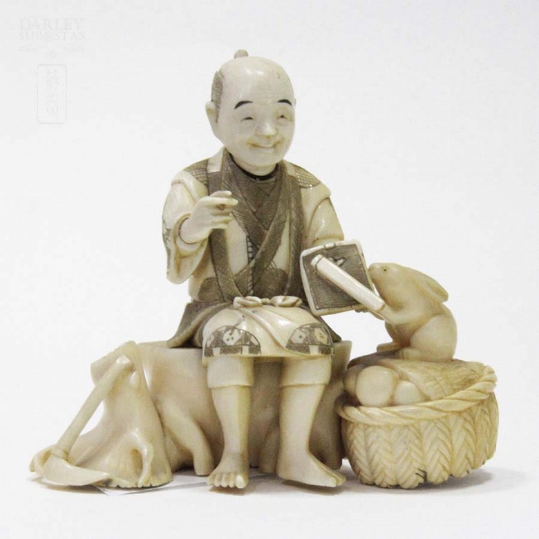 Pair of Japanese figures of ivory - 4
