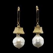 18k yellow gold and pearls earrings and ring set - 5