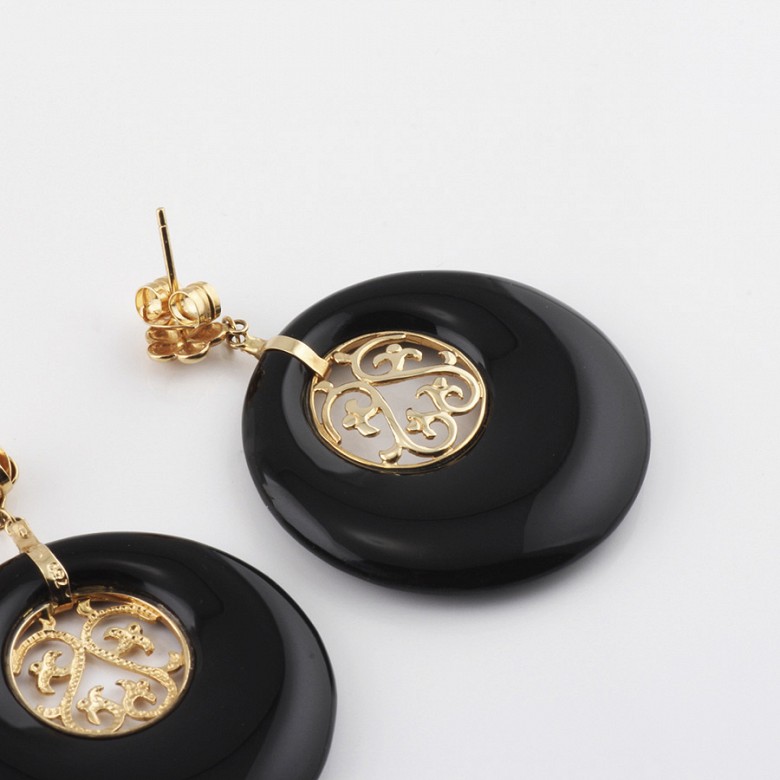 earrings  natural onyx  in 18k yellow gold - 1