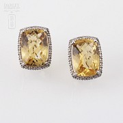 earrings with 12.16cts  citrine and diamonds in 18k white gold
