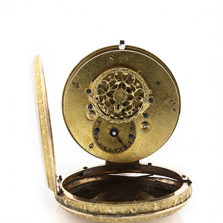 Pocket watch, 18k yellow gold plated, 19th c. - 3