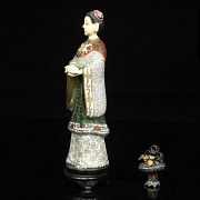 Figure of lady in metal and enamel, mid-20th century